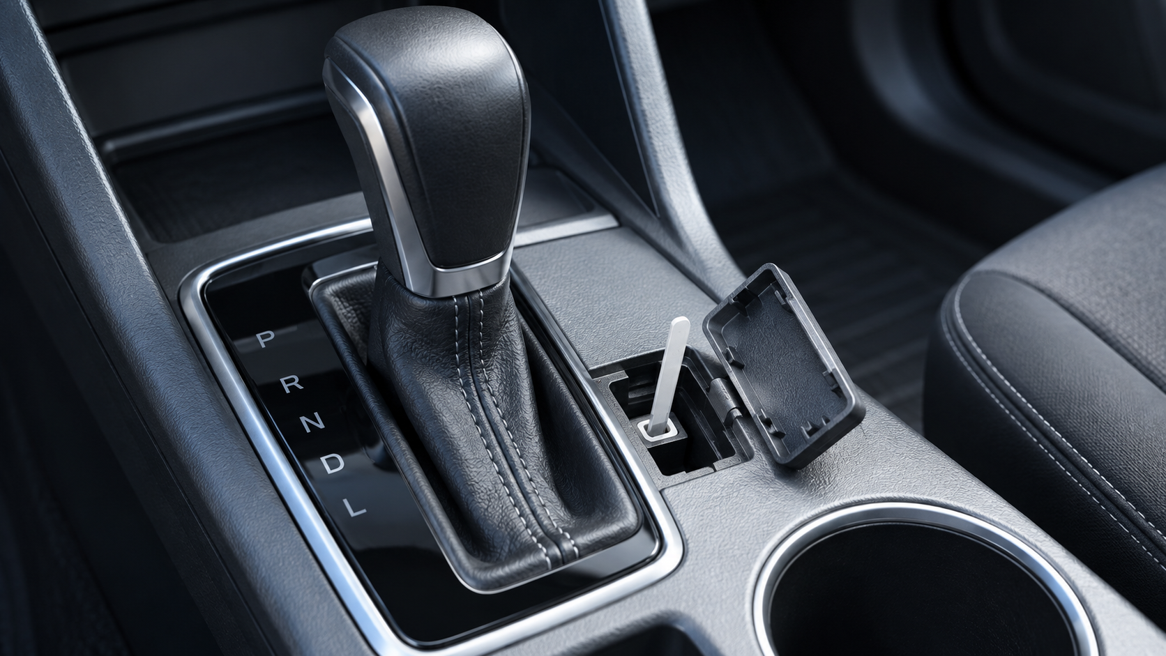 Кнопка Shift Lock Release рядом с селектором автоматической коробки передач.