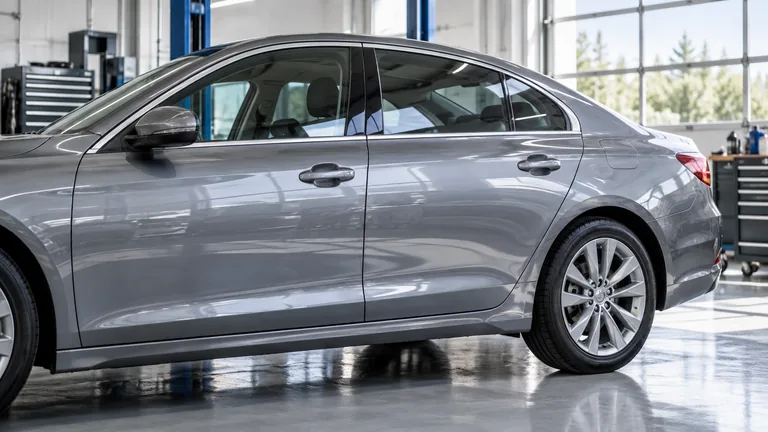 Отремонтированная кузовная панель автомобиля с ровными зазорами